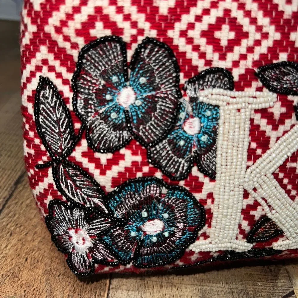Kareena’s Monogram K Beaded/Embroidered Zipper Pouch